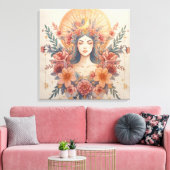 Aarde Godin Muurkunst | Divine Vrouwelijke Boho De Canvas Afdruk (Insitu (Woonkamer))