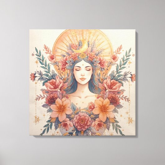 Aarde Godin Muurkunst | Divine Vrouwelijke Boho De Canvas Afdruk (Voorkant)
