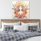 Aarde Godin Muurkunst | Divine Vrouwelijke Boho De Canvas Afdruk (Insitu (Slaapkamer))