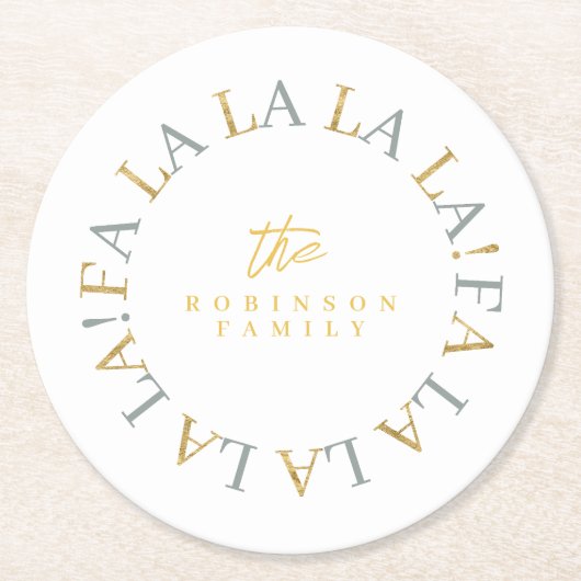 Aarde Groen Goud Kerstmis Fa La ID1009 Ronde Kartonnen Onderzetter (Voorkant)