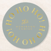 Aarde Groen Goud Kerstmis Ho Ho ID1009 Ronde Kartonnen Onderzetter (Voorkant)