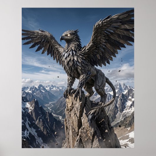 Aarde Gryphon Rotsachtige Toppen Print (Voorkant)