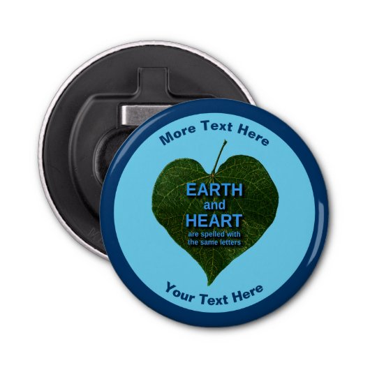 Aarde - Heart Anagram Button Flesopener (Voorkant)
