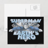 Aarde hero - blauw briefkaart (Voorkant / Achterkant)