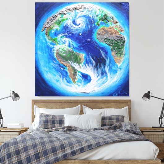 Aarde, het blauwe poster van de planeet canvas afdruk (Insitu (Slaapkamer))