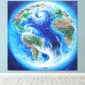 Aarde, het blauwe poster van de planeet canvas afdruk (Insitu (Houten vloer))