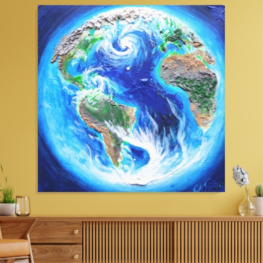 Aarde, het blauwe poster van de planeet canvas afdruk (Insitu (Woonkamer))