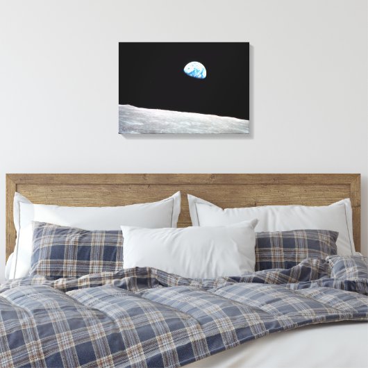Aarde - het Lunar Perspectief Canvas Afdruk (Insitu (Slaapkamer))