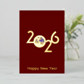 Aarde in 2026 minimalistisch ontwerp nieuwjaarskaa folie uitnodiging (Staand Voorkant)