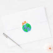 Aarde in brand ronde sticker (Envelop)