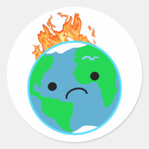 Aarde in brand ronde sticker