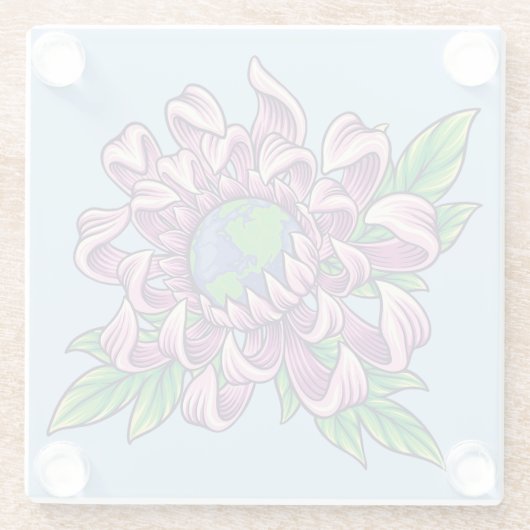 Aarde in de bloem glazen onderzetter (Achterkant)