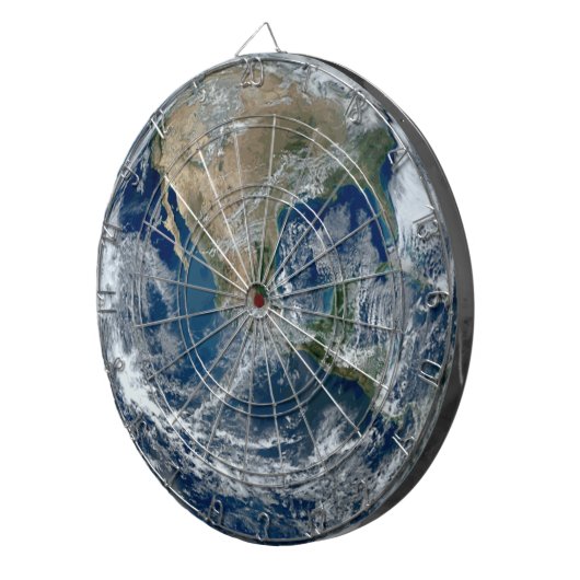 Aarde in de buitenruimte met wolken dartbord (Voorkant Rechts)