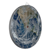 Aarde in de buitenruimte met wolken dartbord (Voorkant Links)