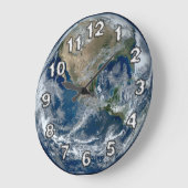 Aarde in de buitenruimte met wolken grote klok (Hoek)