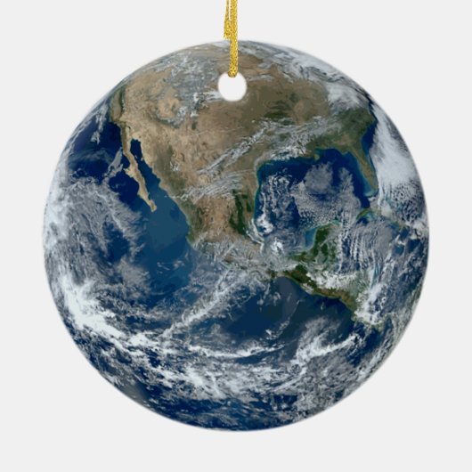 Aarde in de buitenruimte met wolken keramisch ornament (Achterkant)