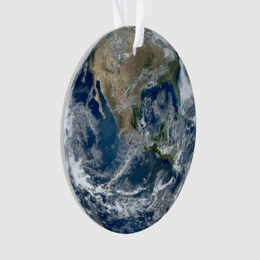 Aarde in de buitenruimte met wolken ornament (voorkant)