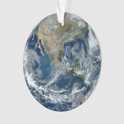 Aarde in de buitenruimte met wolken ornament (voorkant)