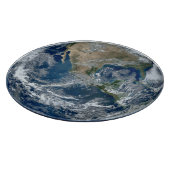 Aarde in de buitenruimte met wolken snijplank (Hoek)