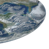 Aarde in de buitenruimte met wolken snijplank (Hoek)