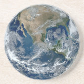 Aarde in de buitenruimte met wolken zandsteen onderzetter (Voorkant)