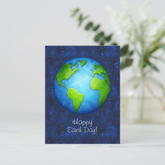 Aarde in de ruimte, briefkaart (Staand voorkant)