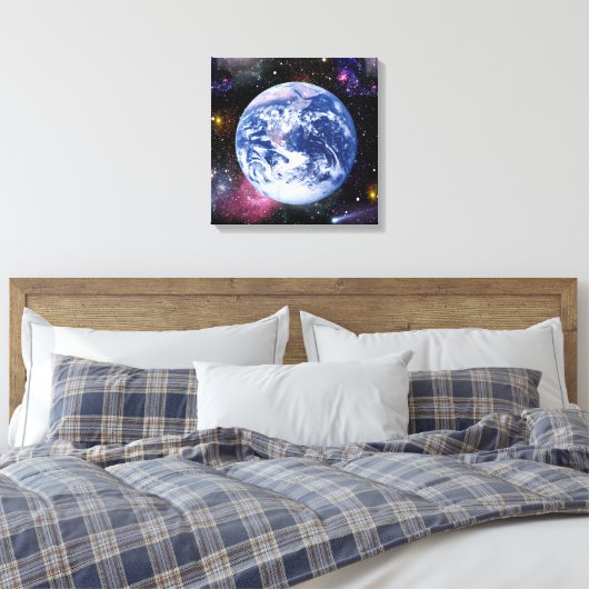 Aarde in de ruimte canvas afdruk (Insitu (Slaapkamer))