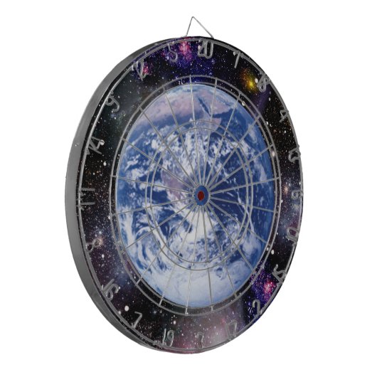 Aarde in de ruimte dartbord (Voorkant Links)