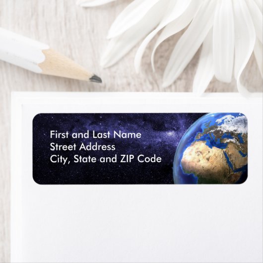 Aarde in de ruimte etiket (Insitu)