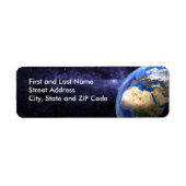 Aarde in de ruimte etiket (Voorkant)