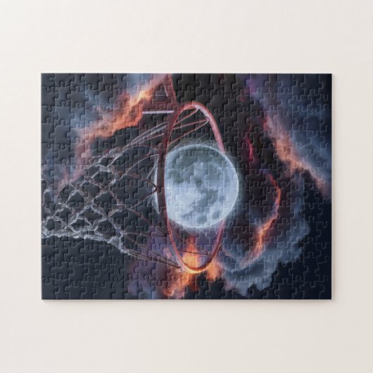 Aarde in een basketbalhoepel. legpuzzel (Horizontaal)