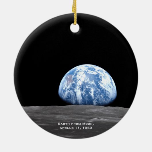 Aarde in opkomst over maan, Apollo 11, 1969 Kerstm Keramisch Ornament (Achterkant)