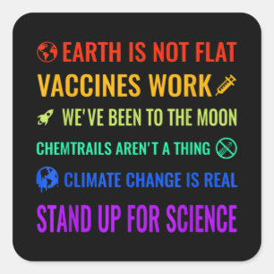 Aarde is geen vlakke vaccins werken Funny science Vierkante Sticker