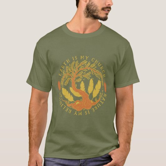 Aarde is mijn kerk, Natuur is mijn religie T-shirt (Voorkant)