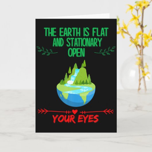 Aarde Is Plat Open Je Ogen Funny Sarcasme Humor Kaart (Gele Bloem)