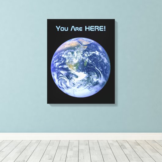 Aarde - je bent hier! canvas afdruk (Insitu (Houten vloer))