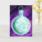 Aarde kerstkaart ornament kaart (Gele Bloem)