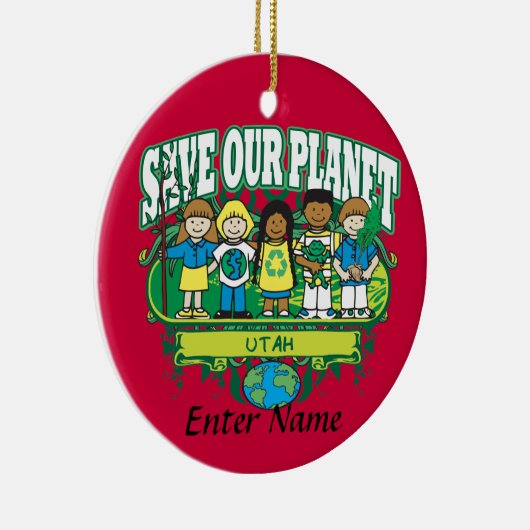 Aarde Kinder Utah Keramisch Ornament (Rechts)