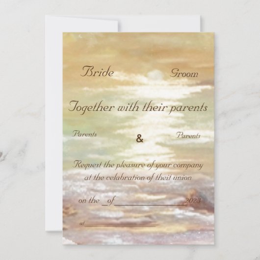 Aarde kleuren zonningstrandbruiloft kaart (Voorkant)