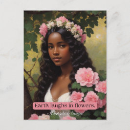 Aarde lacht in bloemen Emerson Quote Floral Art Briefkaart