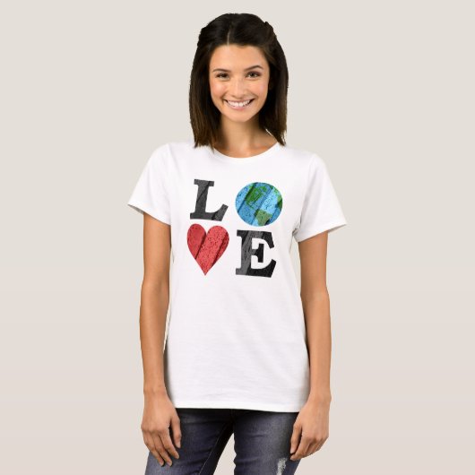 Aarde LOVE met hart en aarde T-shirt (Voorkant volledig)