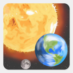 Aarde, maan en Sun Sticker