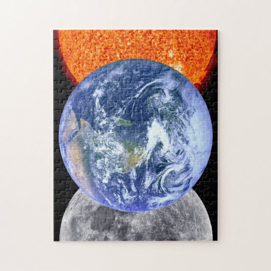 Aarde, maan en zon legpuzzel (Verticaal)