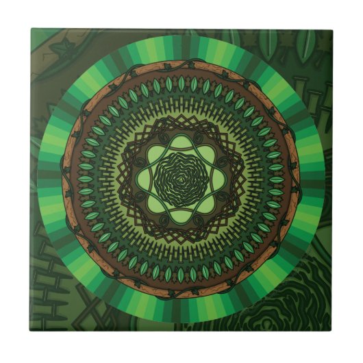 Aarde Mandala-tegel Tegeltje (Voorkant)