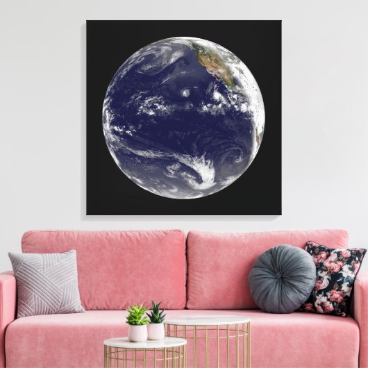 Aarde met drie tropische cyclonen in de Stille Oce Canvas Afdruk (Insitu (Woonkamer))