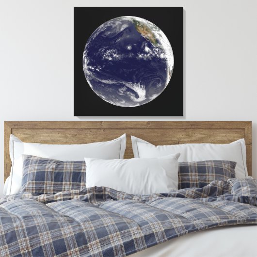 Aarde met drie tropische cyclonen in de Stille Oce Canvas Afdruk (Insitu (Slaapkamer))