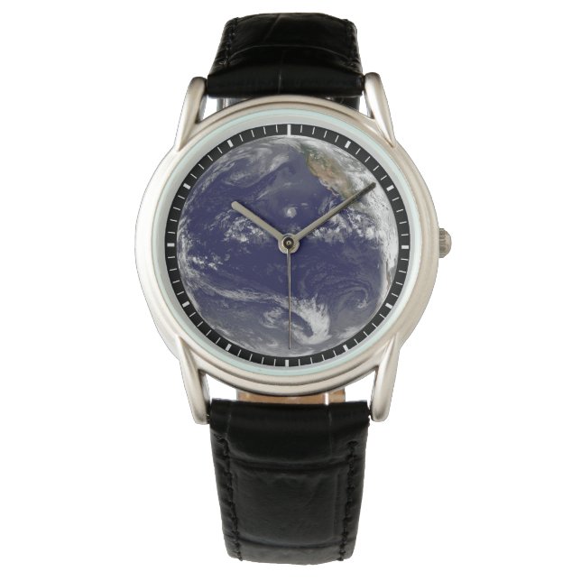 Aarde met drie tropische cyclonen in de Stille Oce Horloge (Voorkant)