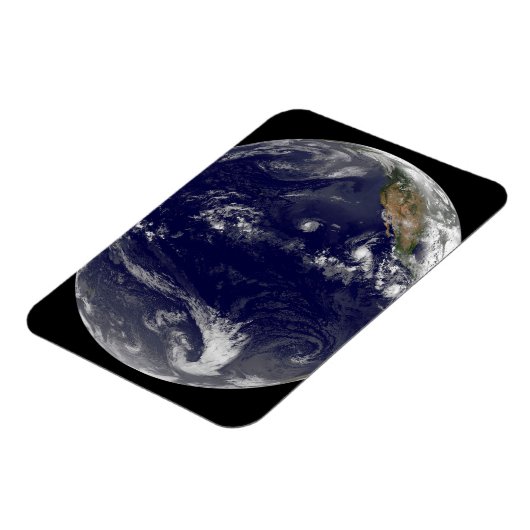 Aarde met drie tropische cyclonen in de Stille Oce Magneet (Linkerzijde)