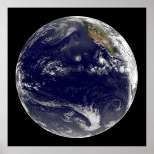 Aarde met drie tropische cyclonen in de Stille Oce Poster