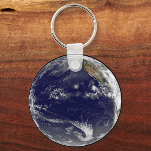 Aarde met drie tropische cyclonen in de Stille Oce Sleutelhanger (Achterkant)